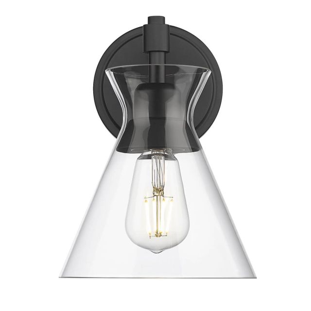 Golden Lighting 0511-1W BLK-CLR Malta 1 Light 10 inch Tall Wall Sconce in Matte Black with Clear Glass